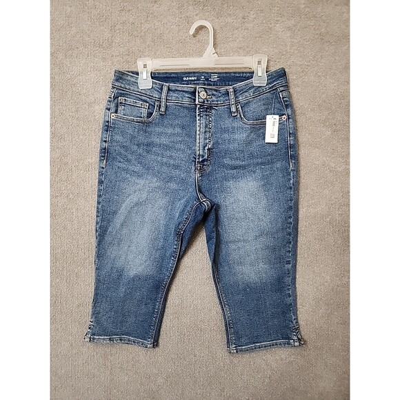 Old Navy Rockstar Slim Capri Jeans Womens 12 Petite Blue Medium Wash Stretch NEW - Picture 4 of 12